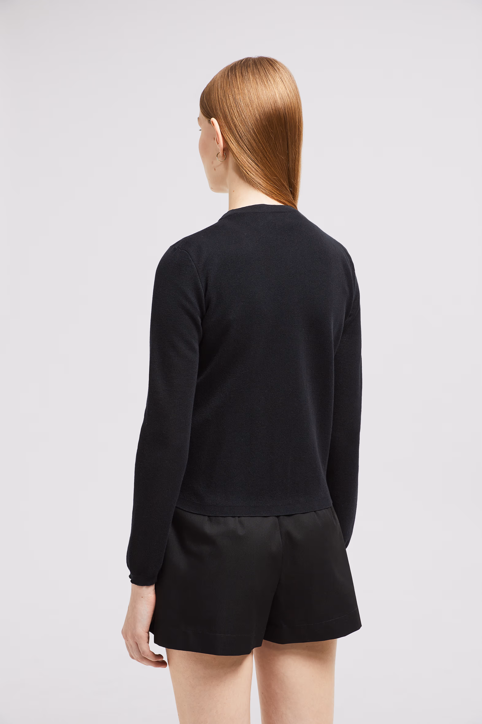 Embroidered Logo Cotton Cardigan Women Black Moncler 5